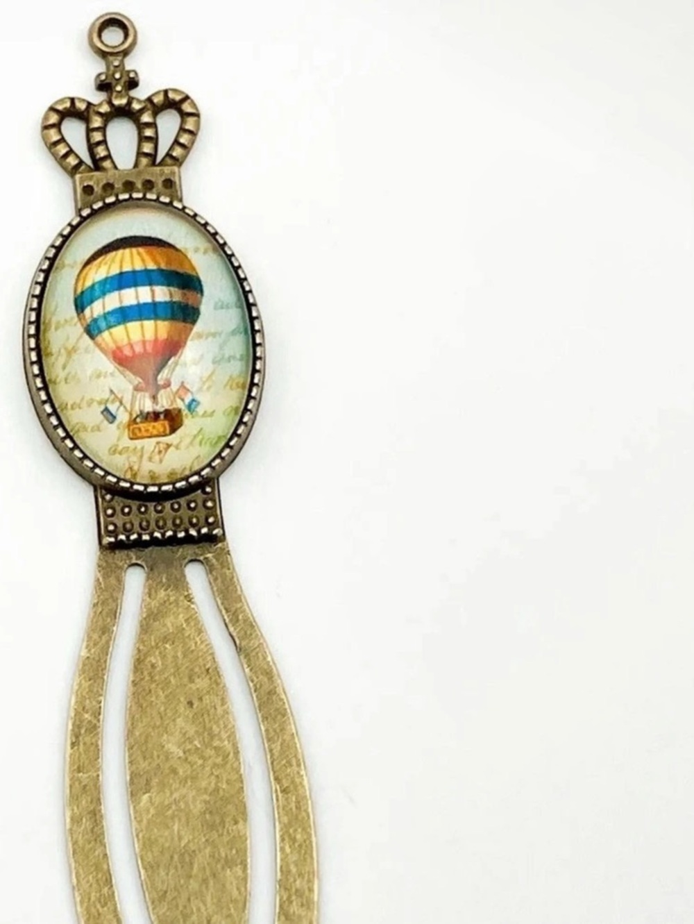 Hot Air Balloon Bookmark in Gold & Blue Like New